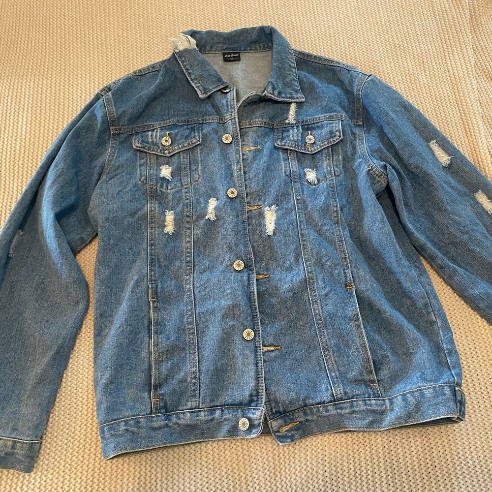 Oversized Distressed Jean Jacket